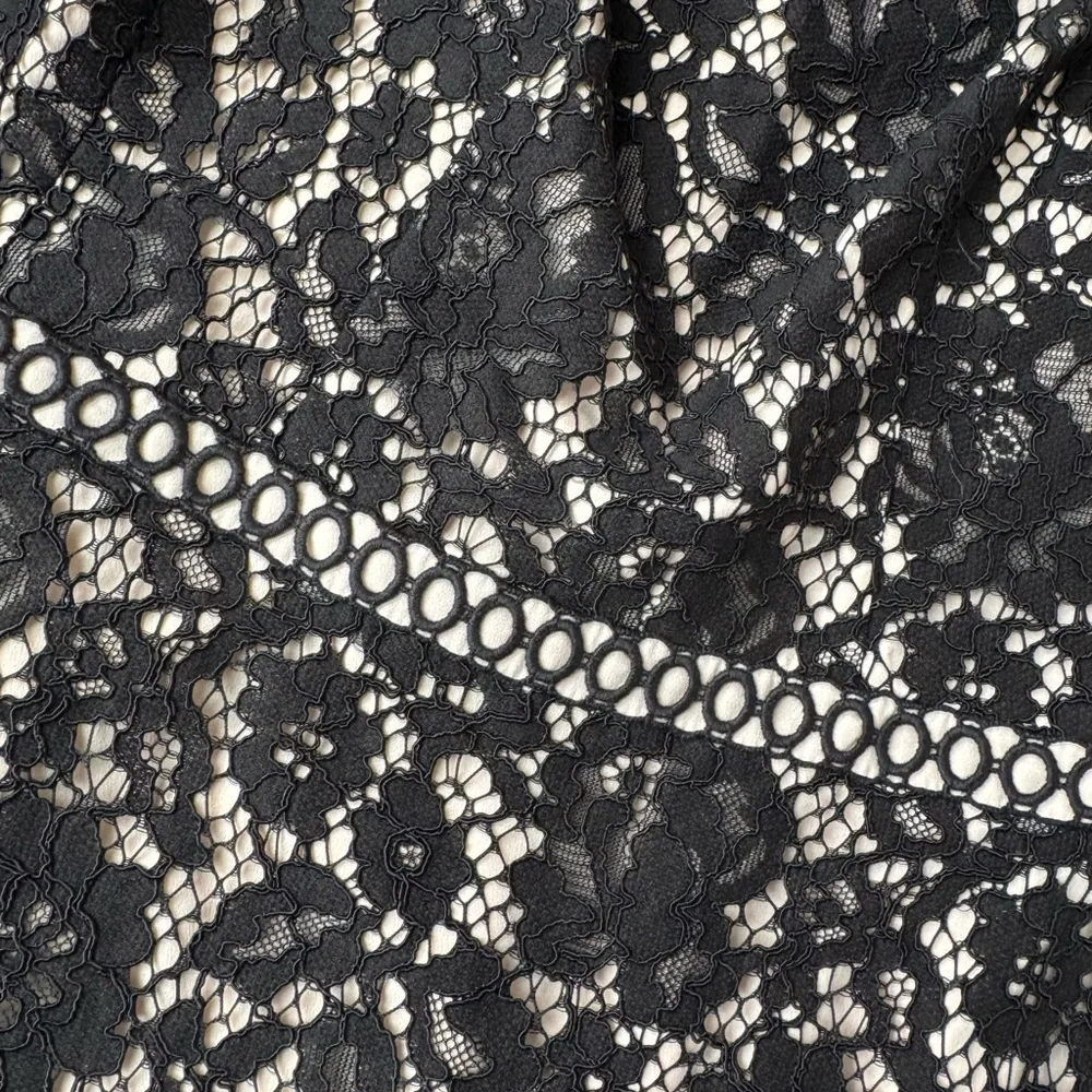 J.Crew Black Lace Fit & Flare Cocktail Dress Flutter Sleeve Size 00
